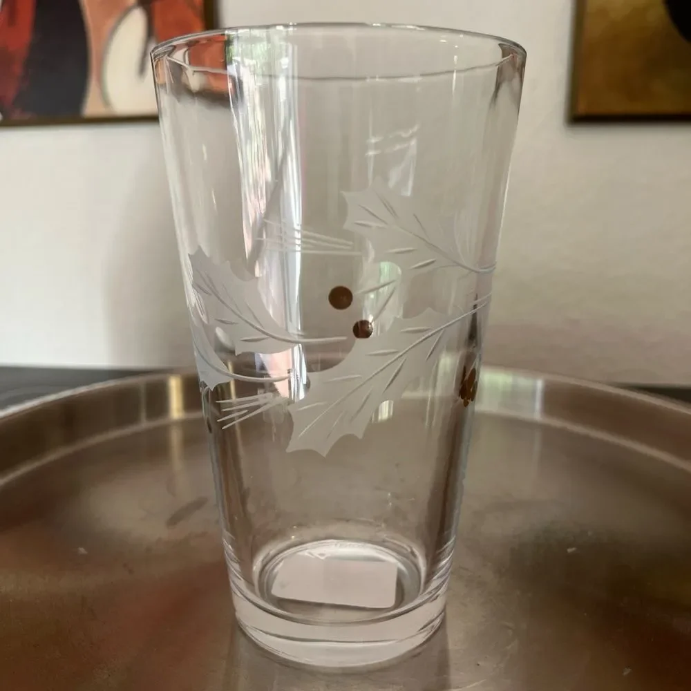 Lenox Clear Shaker Glass  with Frosted Holly Accents